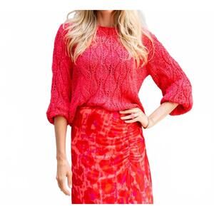 NEW ESQUALO siva r-neck tape sweater in strawberry